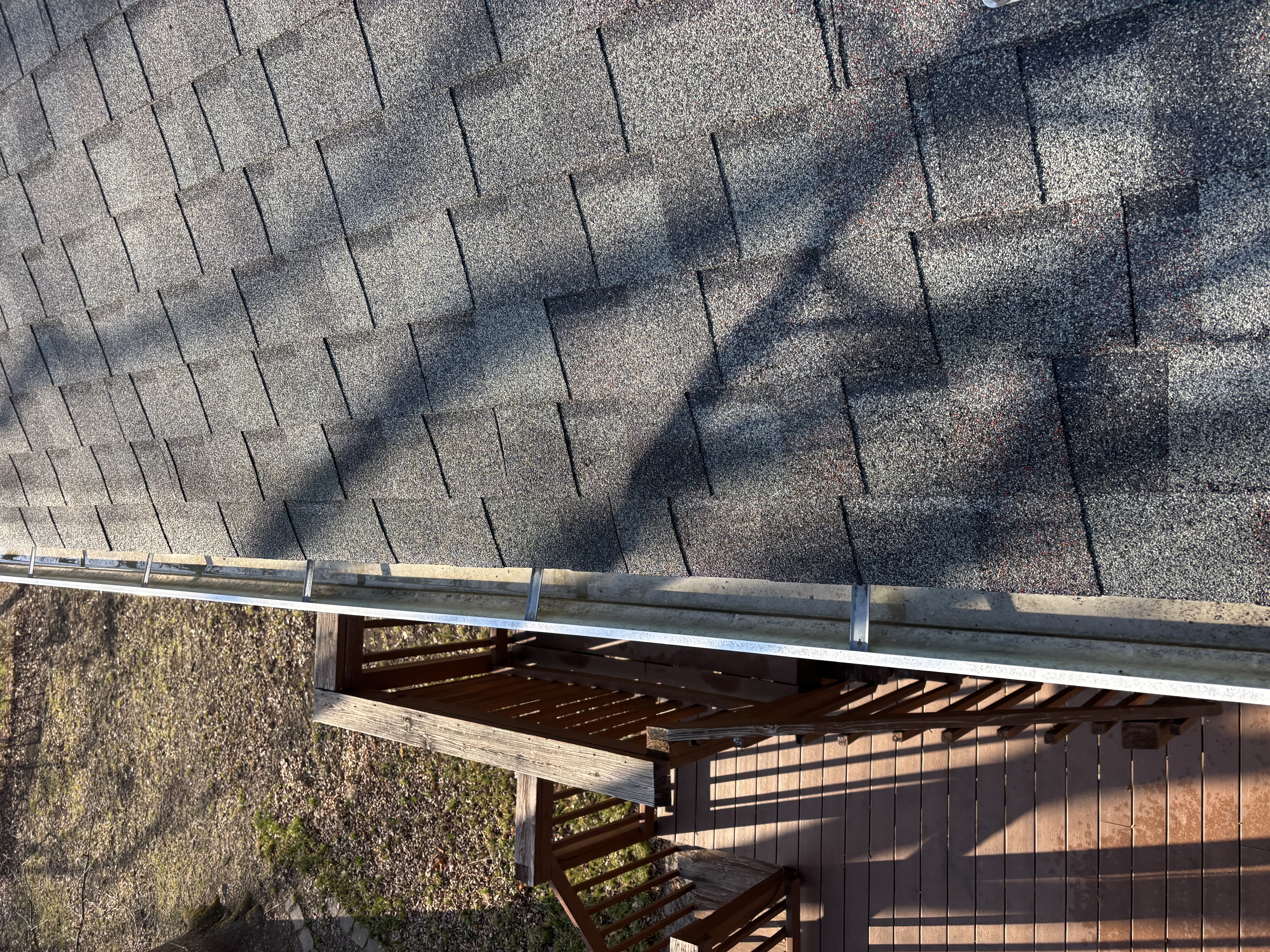Rear gutter run near the deck after service