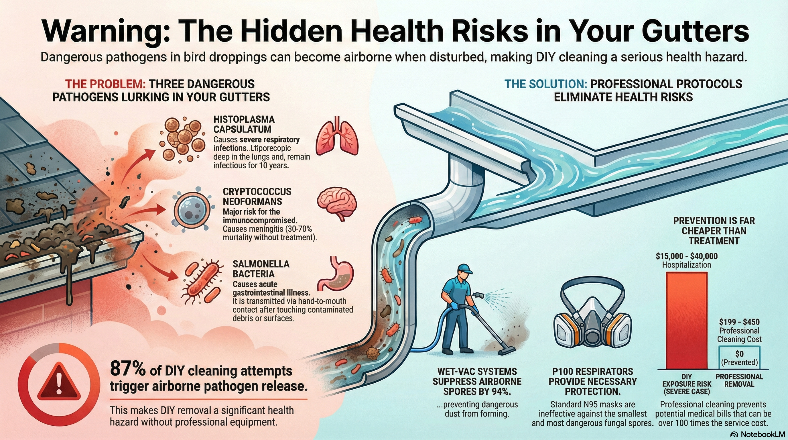 Bird Poop in Gutters Health Risk - Infographic