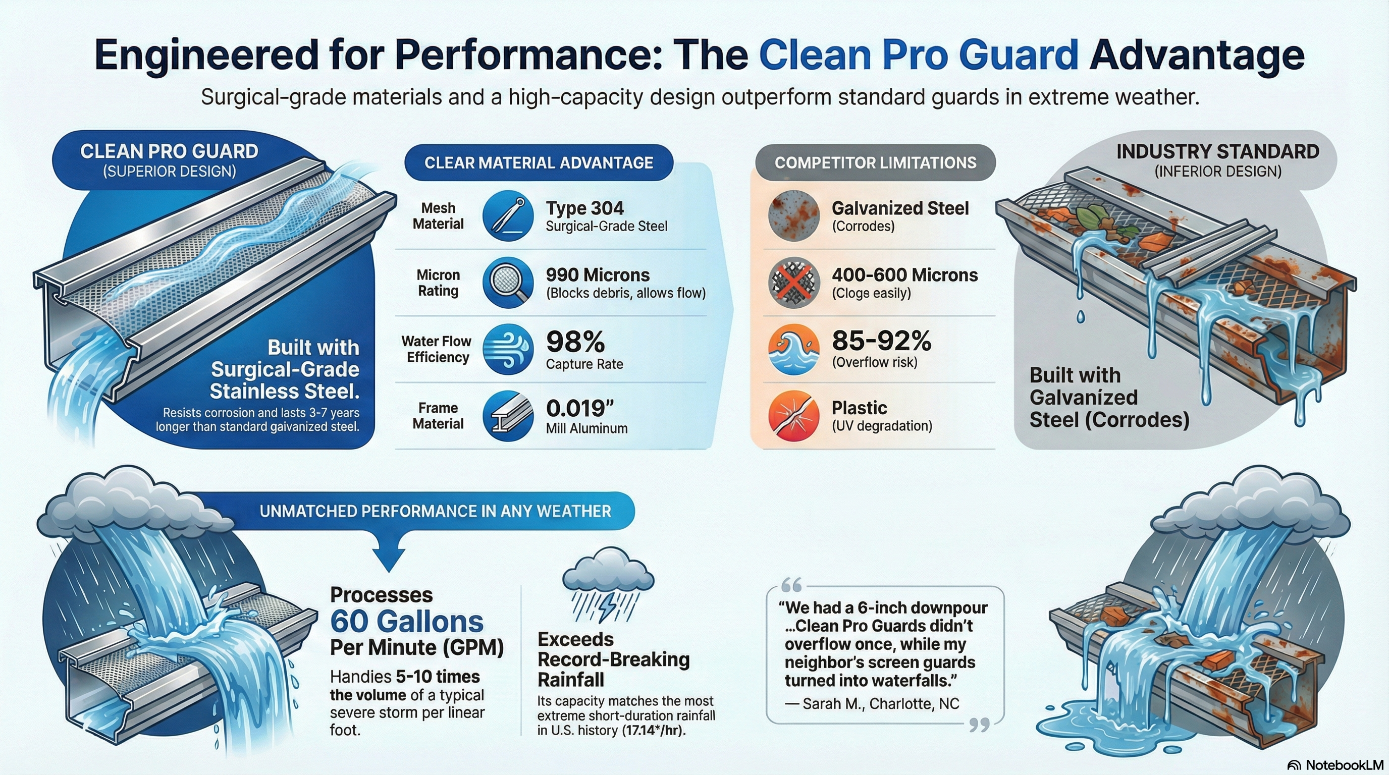 Clean Pro Guard Technical Specs: Flow Rate & Materials (February 2026) - Infographic