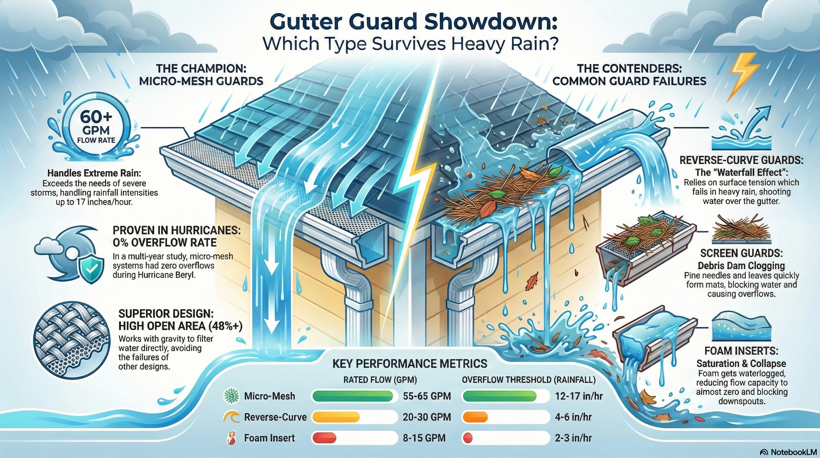 Micro-mesh vs reverse-curve flow rate comparison