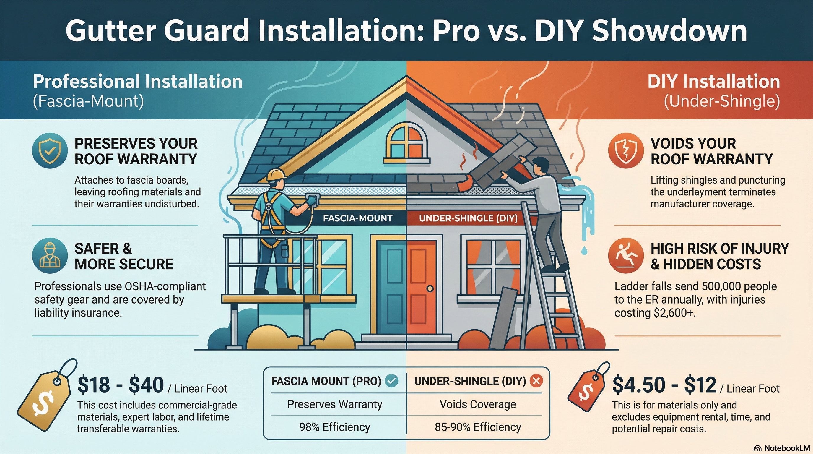 How to Install Gutter Guards (DIY vs. Professional) | February 2026 - Infographic