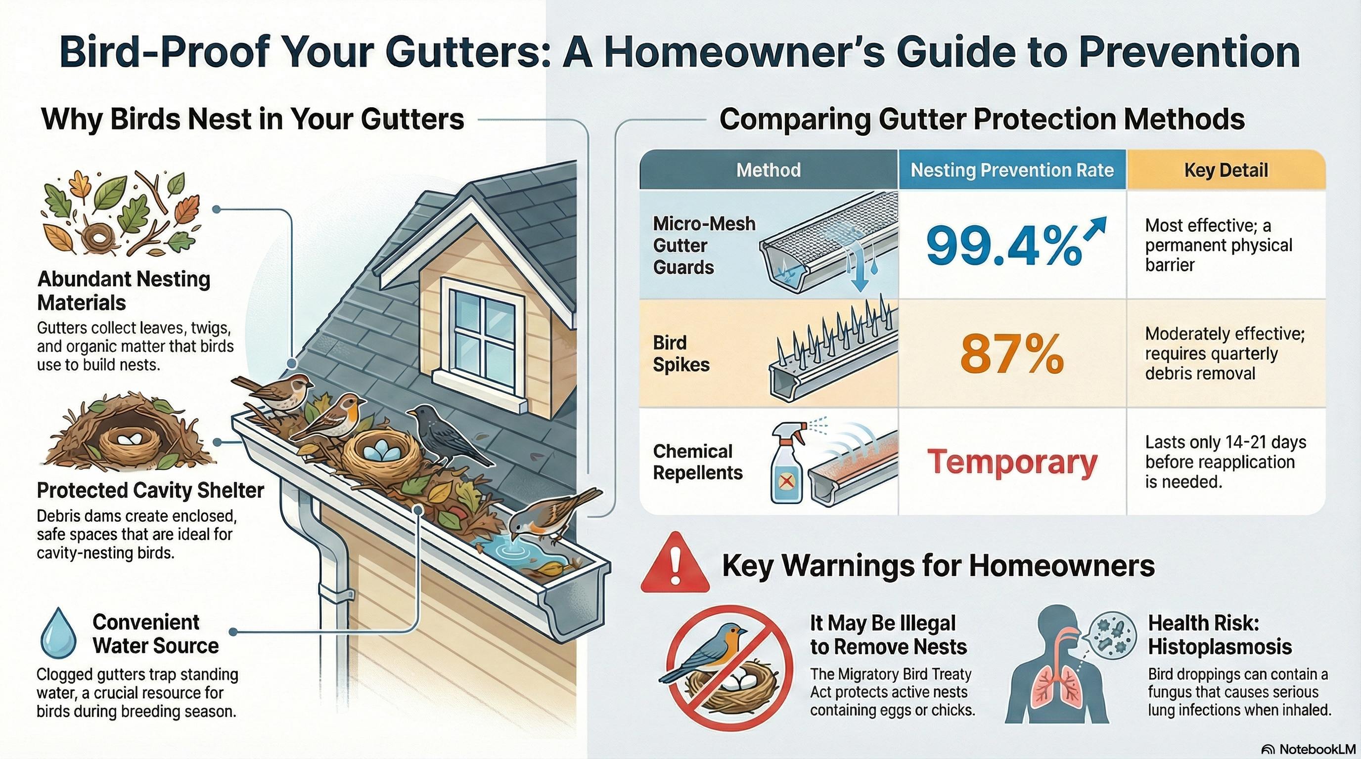 How to Keep Birds Out of Gutters - February 2026 Guide - Infographic