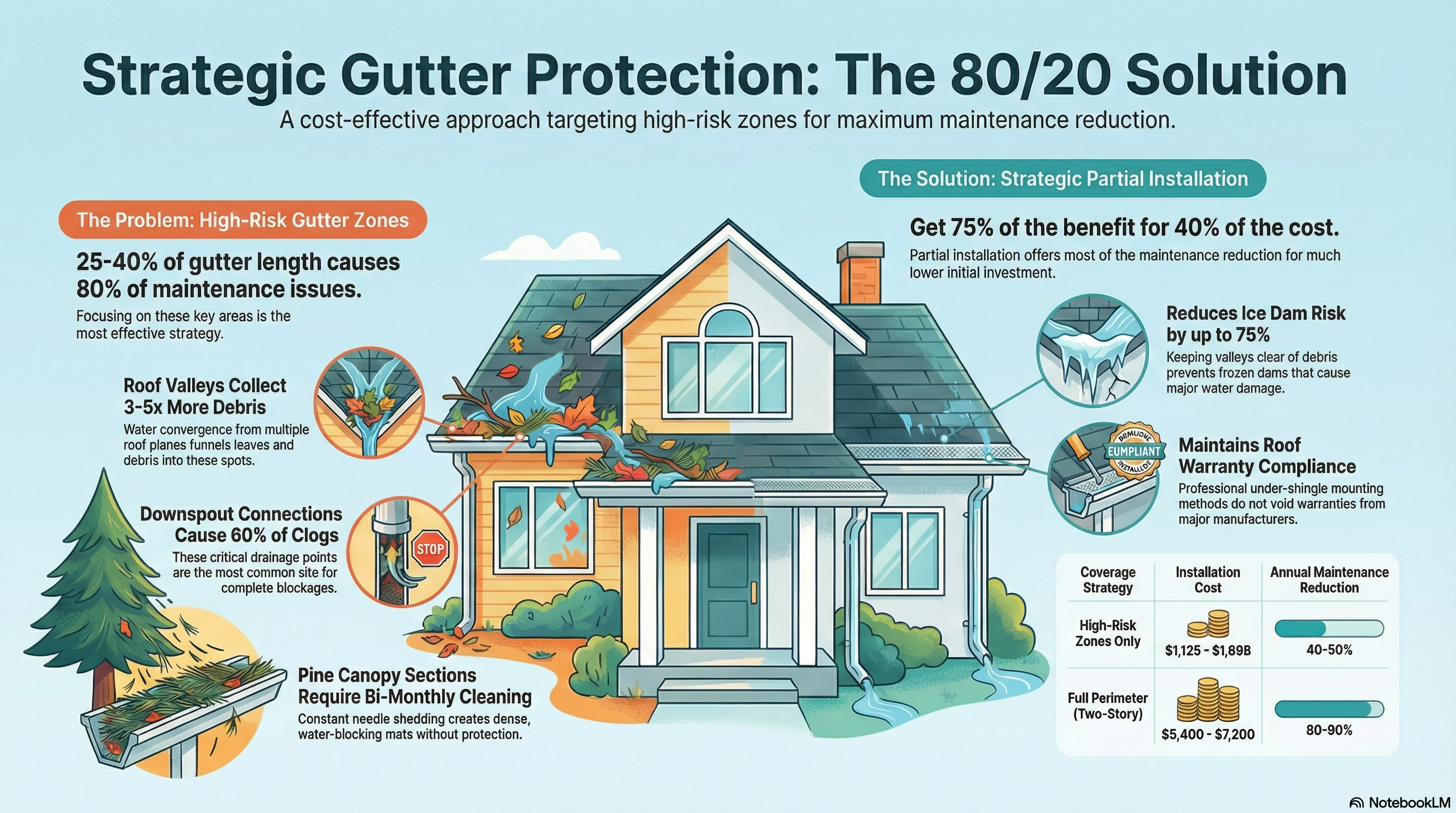 Partial Gutter Guard Installation: Protecting High-Risk Areas (February 2026) - Infographic