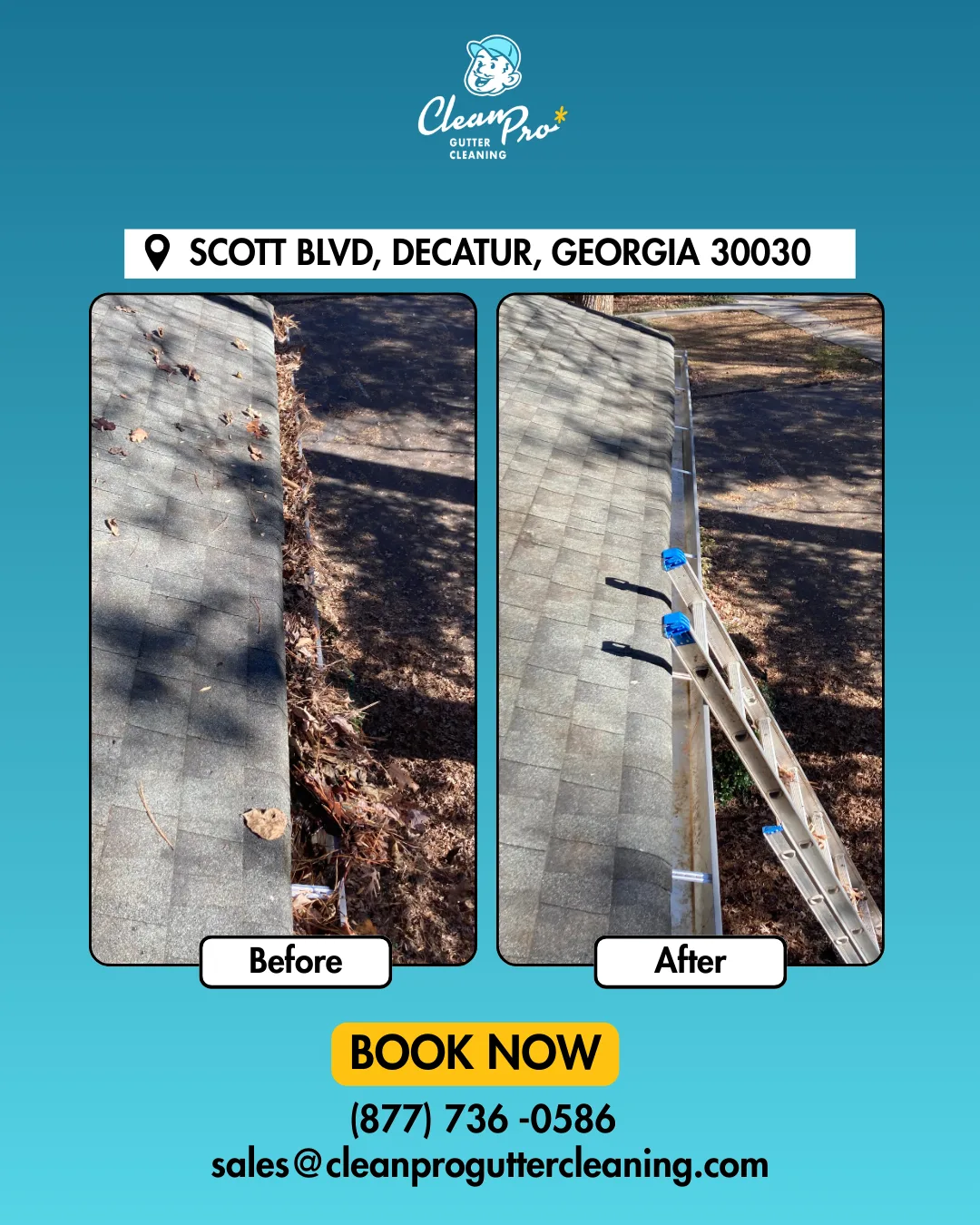 Professional gutter cleaning on Scott Blvd, Decatur, GA